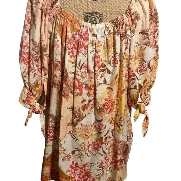 LC Lauren Conrad Ploral Women Short Sleeves Button Down Blouse Floral Plus OX - Picture 2 of 6